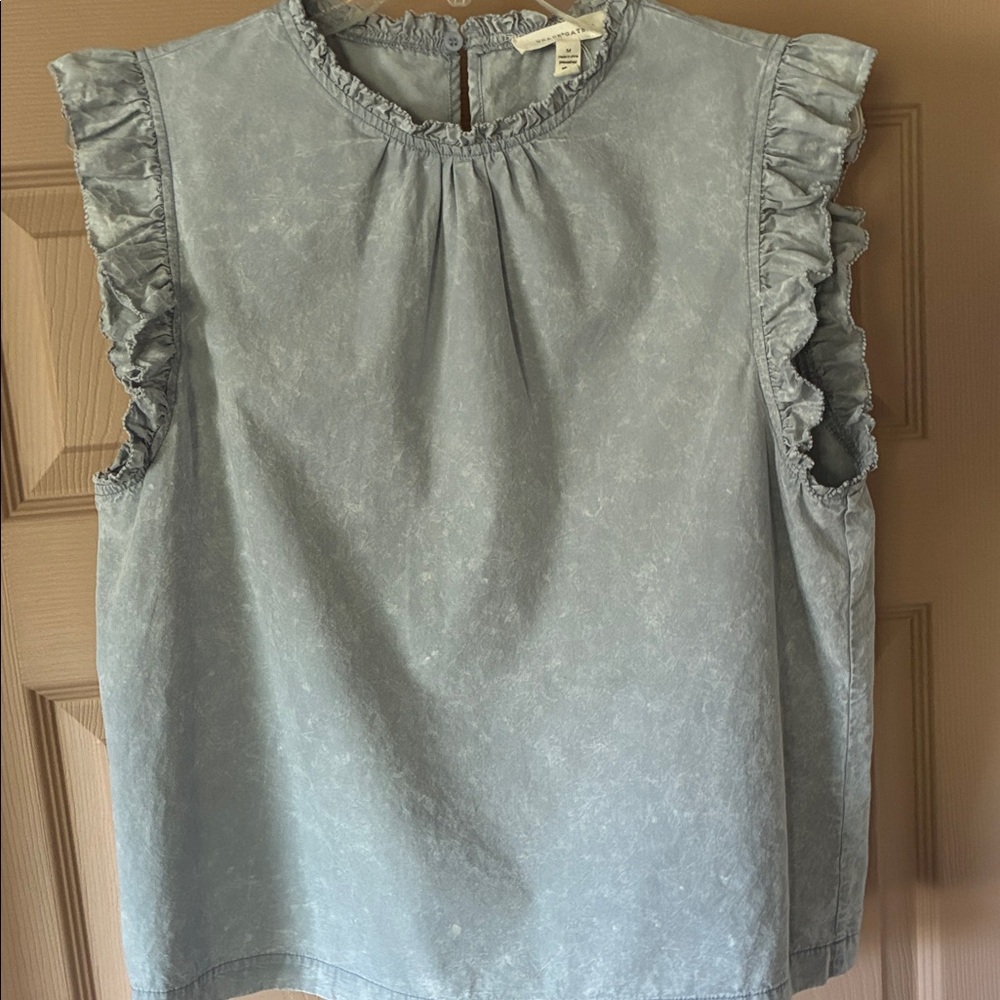 Joie Light Blue Ruffled Sleeve Blouse